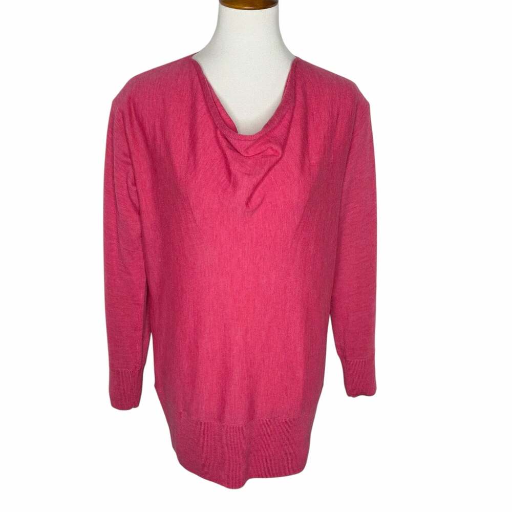 Talbots Womens Medium Merino Wool Cowl Neck Sweater Pink Classic Preppy Cozy